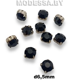 SS30 d6.5мм стразы стекл. в оправе Ц:Чёрный