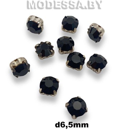 SS30 d6.5мм стразы стекл. в оправе Ц:Чёрный