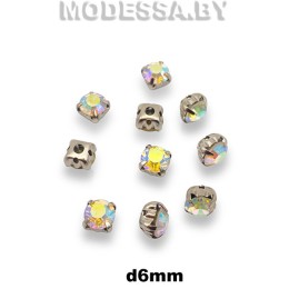 SS28 d6мм стразы стекл. в оправе Ц:Кристалл АВ