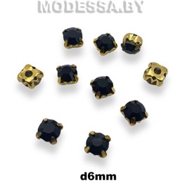 SS28 d6мм стразы стекл. в оправе Ц:Чёрный G 
