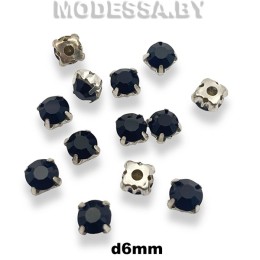 SS28 d6мм стразы стекл. в оправе Ц:Чёрный N