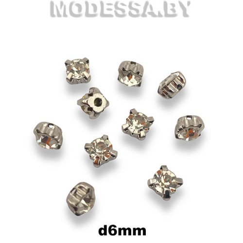 SS28 kr d6мм стразы стекл. в оправе Ц:Кристалл 