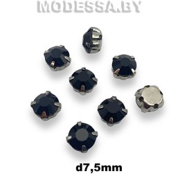 SS34 d7.5мм стразы стекл. в оправе Ц:Чёрный 