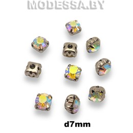 SS33 d7мм стразы стекл. в оправе Ц:Кристалл АВ