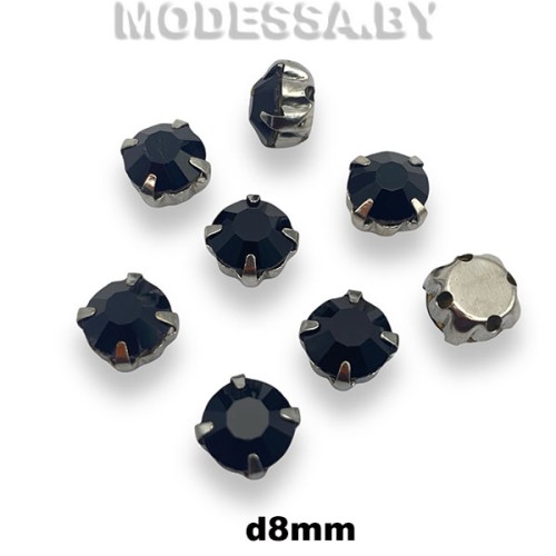 SS38 d8мм стразы стекл. в оправе Ц:Чёрный 