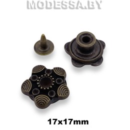 1701520 Заклёпка-пуговица 17х17мм Ц:Антик