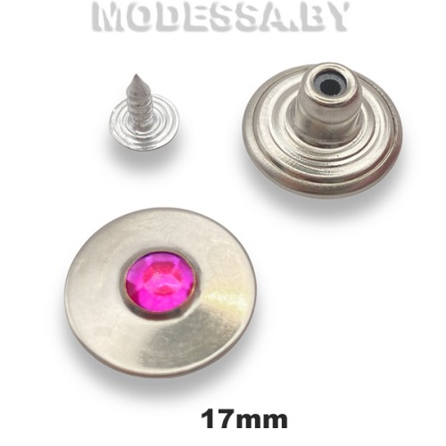 1701609 Заклёпка-пуговица d17мм Ц:Никель/Розовый