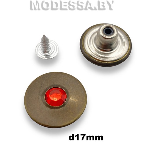 1701609 Заклёпка-пуговица d17мм Ц:Антик/Красный