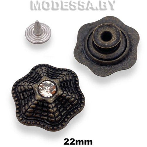 2100335 Заклёпка-пуговица 22х20мм Ц:Антик