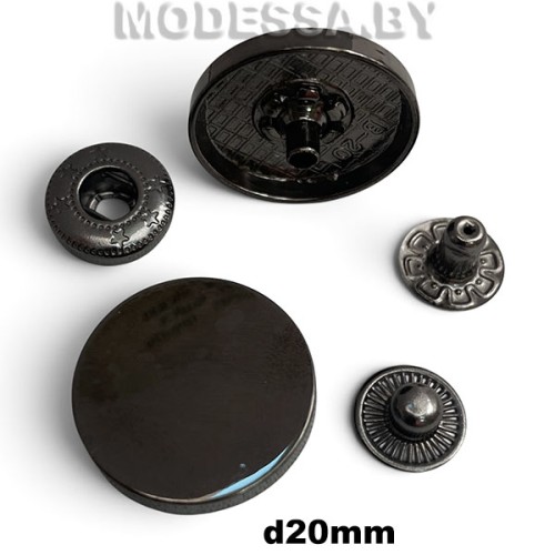 20 В Кнопка альфа d20мм Black Nickel