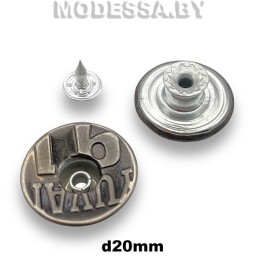 Заклёпка-пуговица d20мм Ц:Чёрный никель