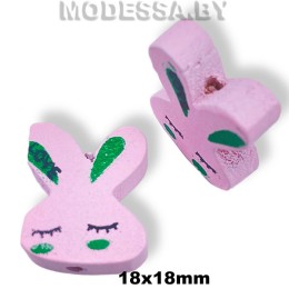 018C-TH украшение деревянное Заяц розов 18х18мм