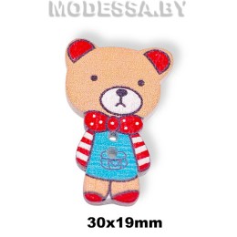 030C-TH украшение деревянное медведь Персик 30х19мм