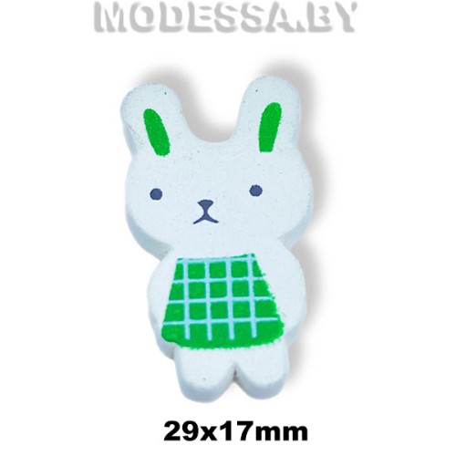 038C-TH украшение деревянное Заяц зеленый 29х17мм