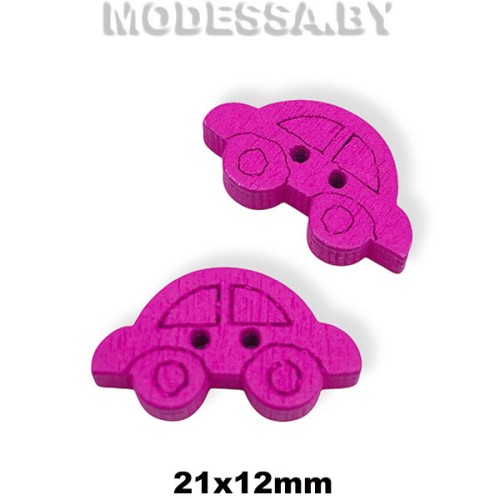 049D-TH украшение деревянное машинка Фуксия 21х12мм