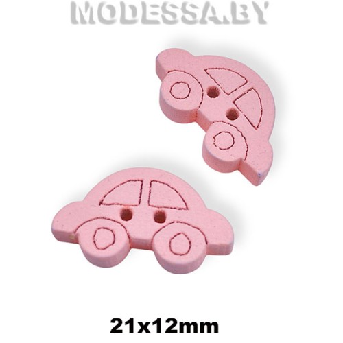 049D-TH украшение деревянное машинка Розовый 21х12мм