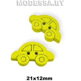 049D-TH украшение деревянное машинка Желтый 21х12мм