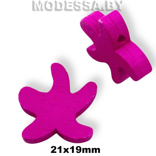 050C-TH украшение деревянное звезда Фуксия 21х19мм