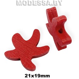 050C-TH украшение деревянное звезда Красный 21х19мм