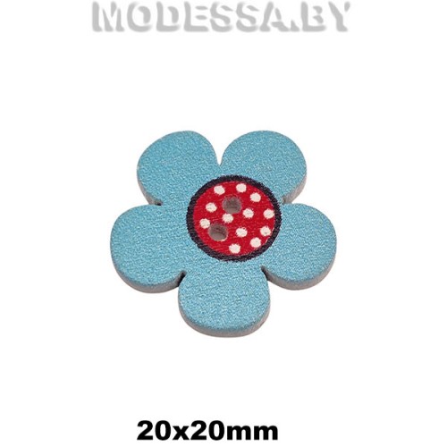 101145.16 Украшение дер. "Цветок №2" Ц:3 Голубой 20х20мм