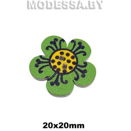 101145.16 Украшение дер. "Цветок №1" Ц:3 Зелёный 20х20мм