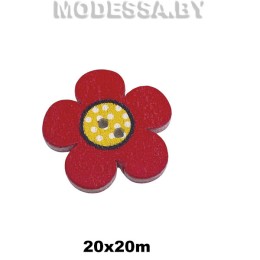 101145.16 Украшение дер. "Цветок №2" Ц:2 Красный 20х20мм