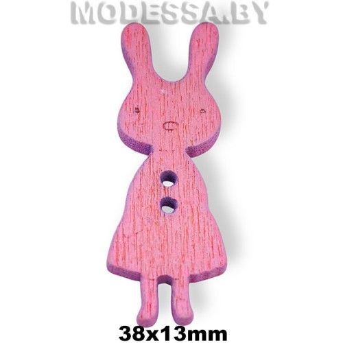 101145.18 Украшение дер. "Заяц" Ц:2 Розовый 38х13мм