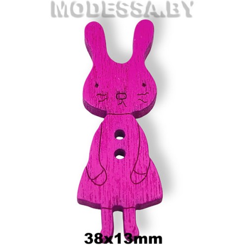 101145.18 Украшение дер. "Заяц" Ц:3 Фуксия 38х13мм