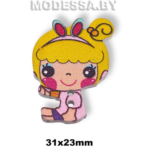 104C-TH украшение деревянное девочка Желтый 31х23мм