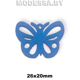 Украшение декор. дерев. Бабочка ц: Синий 26х20мм