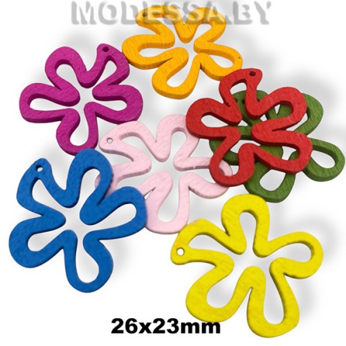 Украшения деревянные "Цветок" 26х23мм