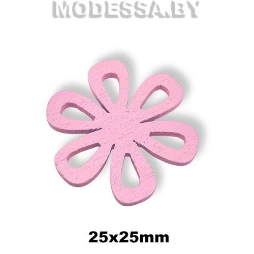 Украшение декор. дерев. Цветок ц: Розовый 25х25мм