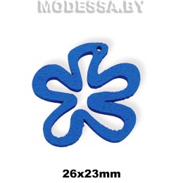 Украшение декор. дерев. Цветок фигурн ц: Синий 26х23мм