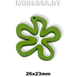 Украшение декор. дерев. Цветок фигурн ц: Зеленый 26х23мм