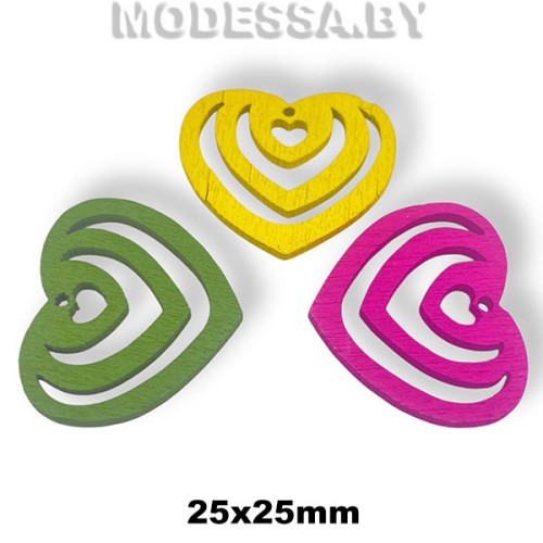 Украшения деревянные "Сердце" 25х22мм