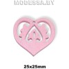 Украшение декор. дерев. Сердце ажурн. ц: Розовый 25х25мм