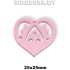 Украшение декор. дерев. Сердце ажурн. ц: Розовый 25х25мм