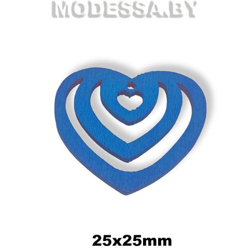 Украшение деревянное "Сердце" Ц:Синий 25х22мм