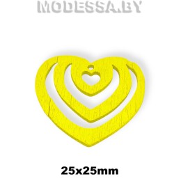 Украшение декор. дерев. Сердце ц: Желтый 25х22мм