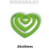 Украшение декор. дерев. Сердце ц: Зеленый 25х22мм