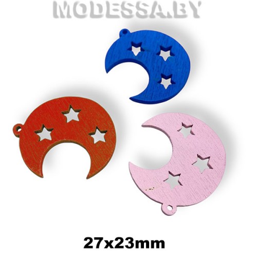 Украшения деревянные "Луна" 27х23мм
