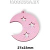 Украшение декор. дерев. Луна ц: Розовый 27х23мм