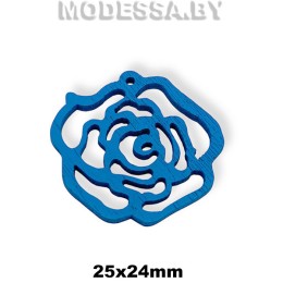Украшение декор. дерев. Роза ц: Синий 25х24мм