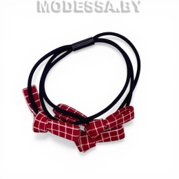 05.4 Резинка для волос "Клетка" Ц:1 Бордовый