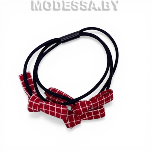 05.4 Резинка для волос "Клетка" Ц:1 Бордовый