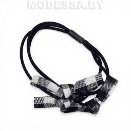 05.4 Резинка для волос "Клетка" Ц:3 Чёрно-белый