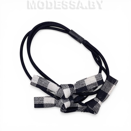 05.4 Резинка для волос "Клетка" Ц:3 Чёрно-белый