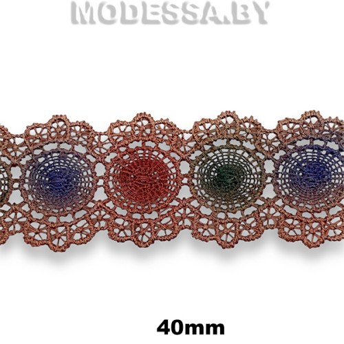 088R Кружево синтетич. 40мм Ц:Т.Розовый