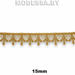 1063 КМС Кружево синт. 15мм Ц:023 Коричневый