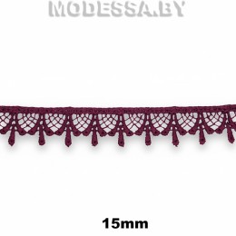 1063 КМС Кружево синтетич. 15мм Ц:2083 Бордовый